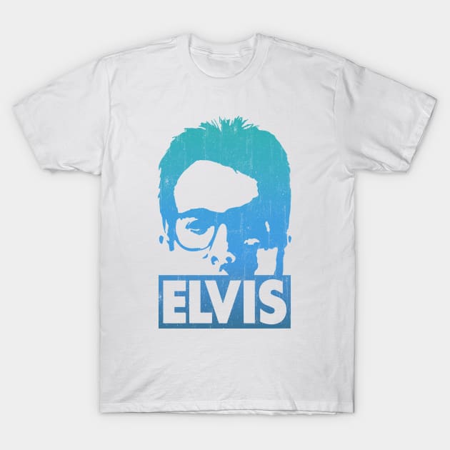 Elvis Costello - Blue Style T-Shirt by Cave Clan